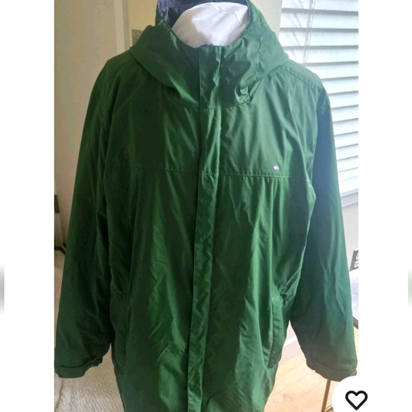 Vintage Tommy Hilfiger Hooded Rain & Windbreaker Jacket Forest Green Size XL - Picture 1 of 7